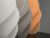 Contemporary orange light shade with pleated spiral details. Perfect as a pendant light shade or ceiling lamp shade.